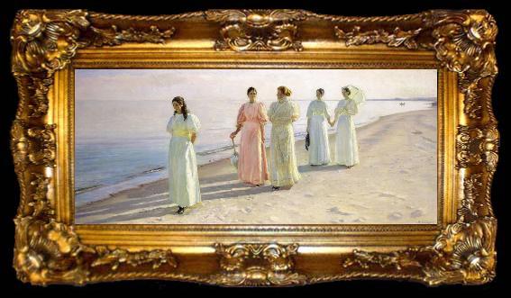 framed  Michael Ancher Promenade on Skagen Beach (nn02), ta009-2